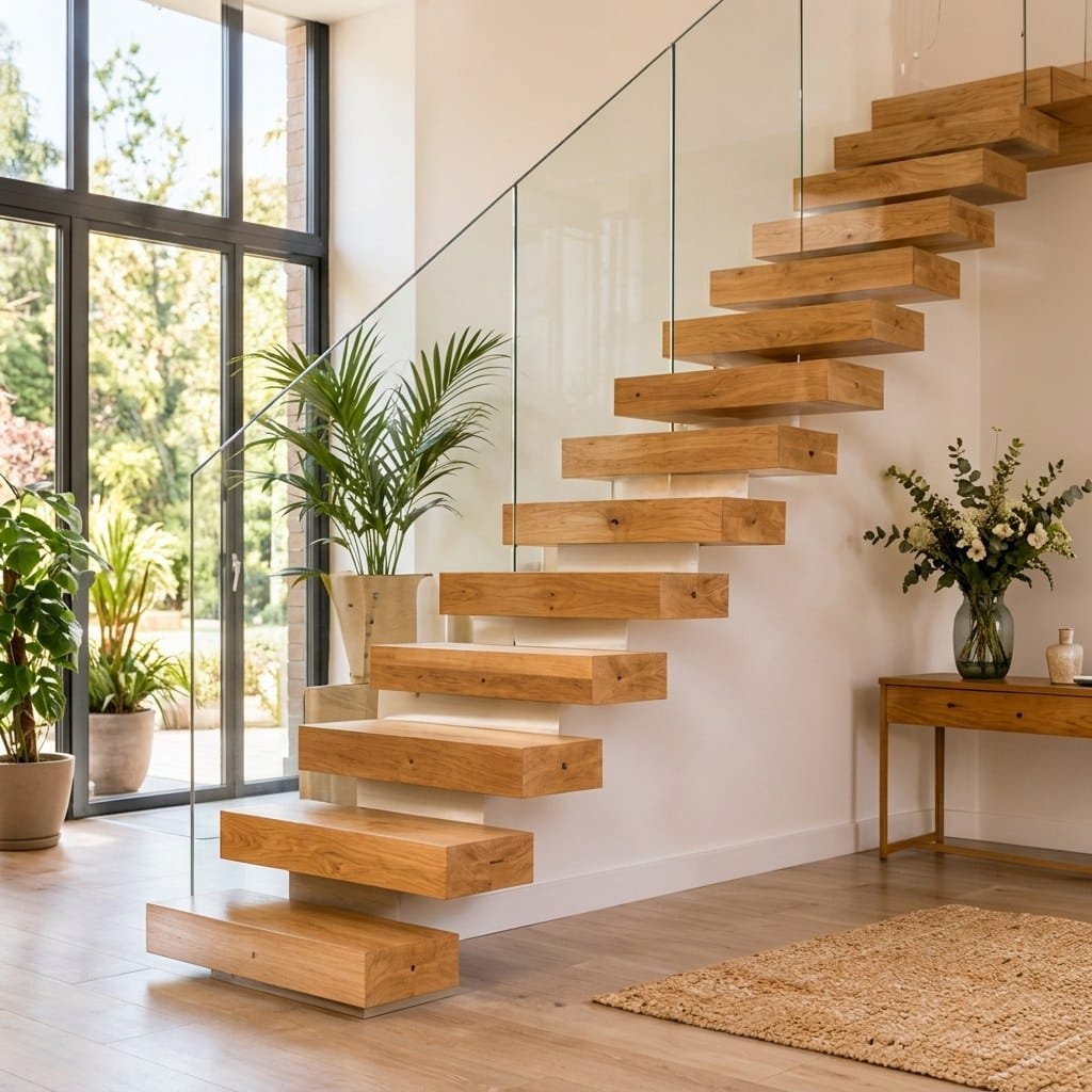 Escalier suspendu en chêne, Caudéran